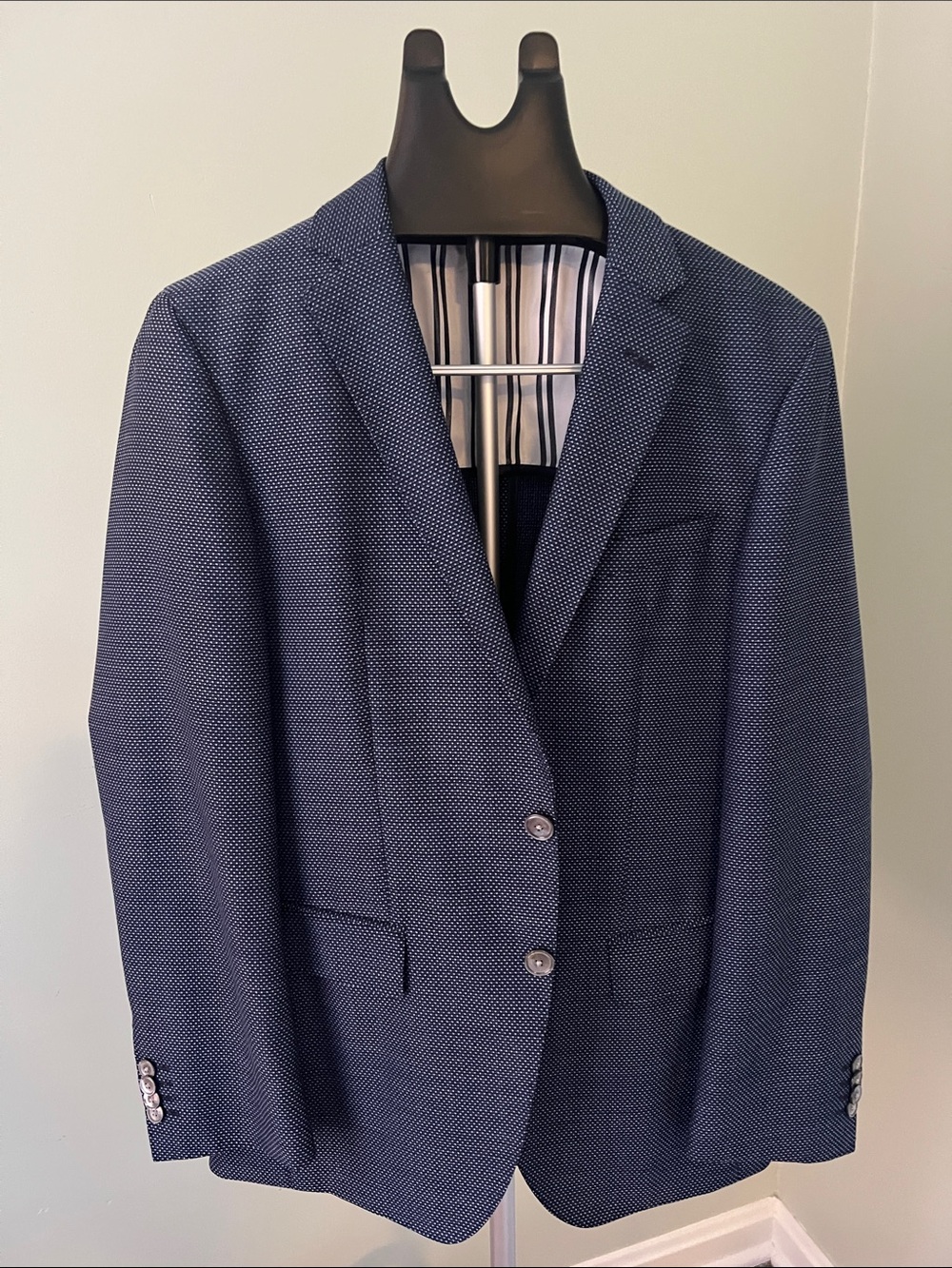 Boss Navy Textured Two-Button Sport Coat